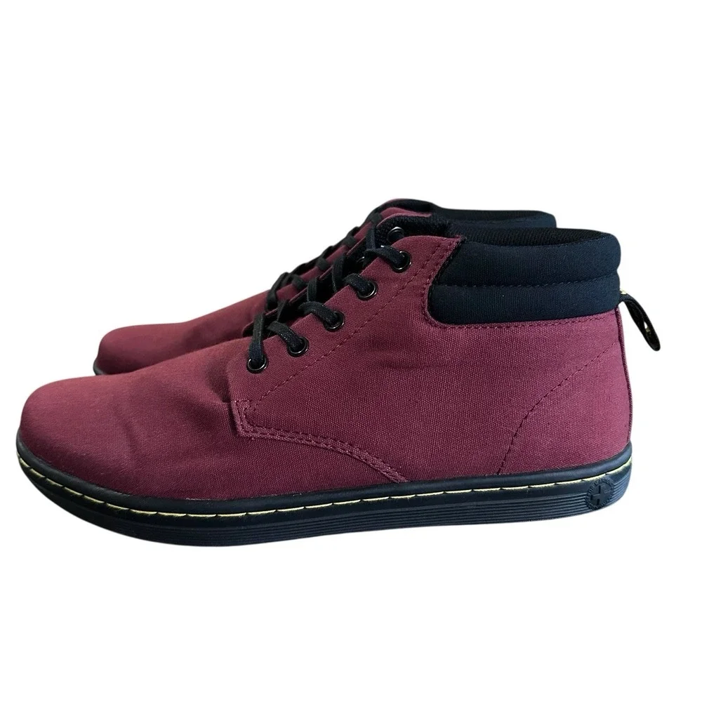 Dr. Martens Maleke Cherry Red Canvas Ankle‎ Chukka Boots Men's Sz 10 Women Sz 11